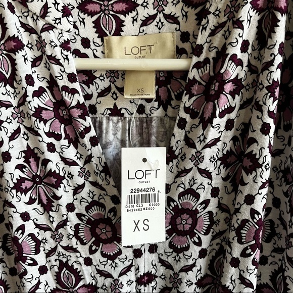 Loft Purple and White Floral Tie Waist Dress Size XS - Picture 3 of 9